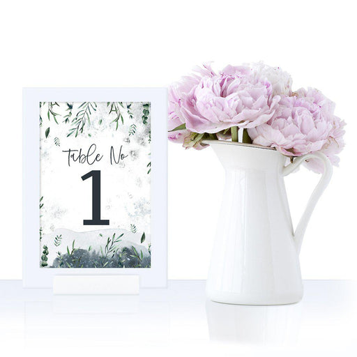 Winter Snowy Woodland Forest Watercolor Baby Shower Party, Table Numbers on Perforated Paper, Single-Sided-Set of 1-Andaz Press-Table Numbers 1-20-