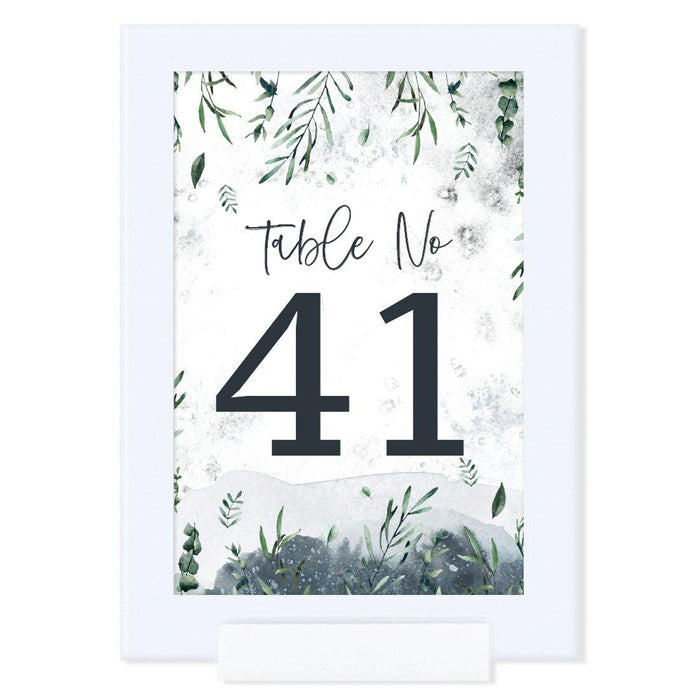Winter Snowy Woodland Forest Watercolor Baby Shower Party, Table Numbers on Perforated Paper, Single-Sided-Set of 1-Andaz Press-Table Numbers 41-60-