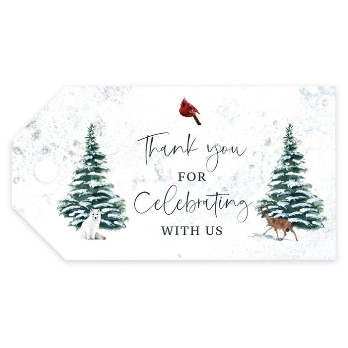 Winter Snowy Woodland Forest Watercolor Wedding Party Collection, Classic Gift Tags, Wedding Favor Tags-Set of 20-Andaz Press-Celebrating-