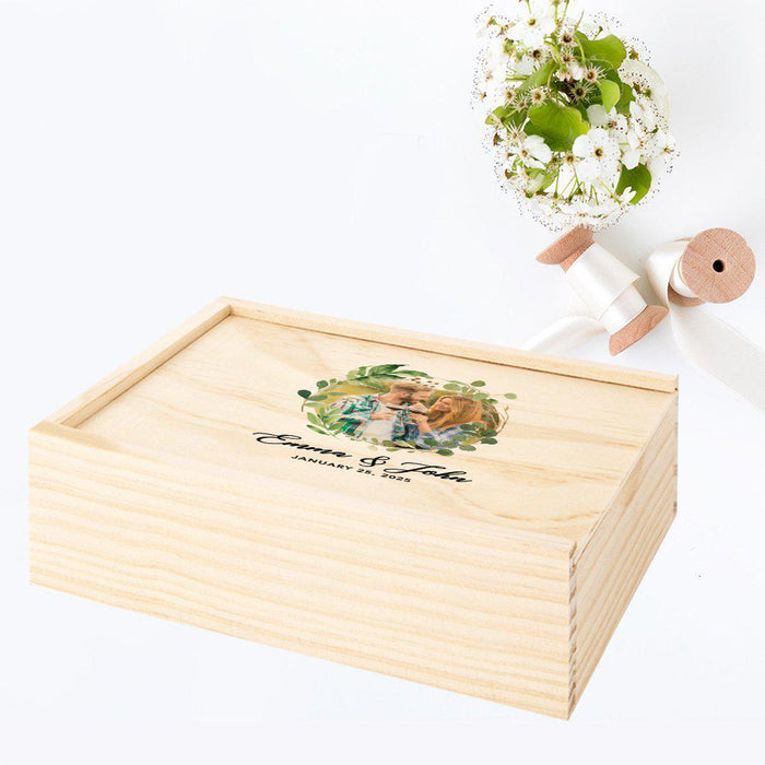 Wooden Photo Box with Custom Photo and Text-Set of 1-Koyal Wholesale-Fully Personalized Image-