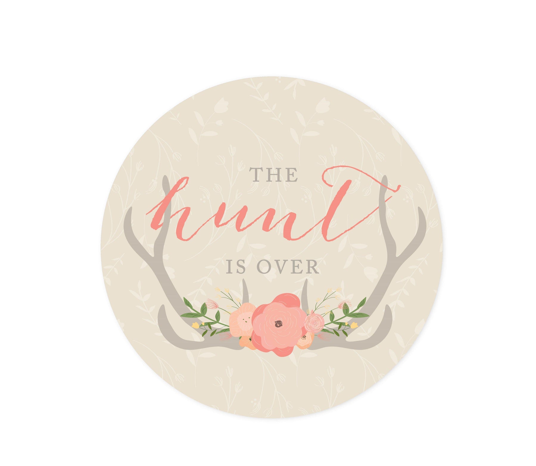 Woodland Deer Wedding Round Circle Label Stickers-Set of 40-Andaz Press-The Hunt Is Over-