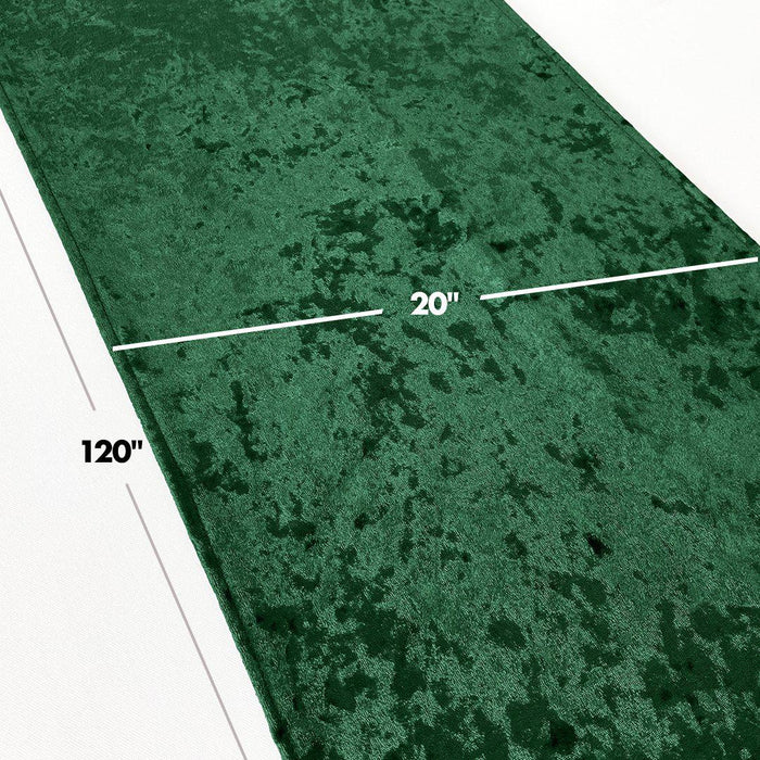 XL Premium Crushed Velvet Table Runner, 20 x 120 Inch-Set of 1-Koyal Wholesale-Emerald Green-