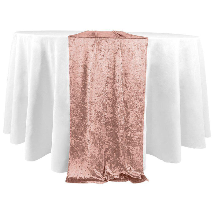 XL Premium Crushed Velvet Table Runner, 20 x 120 Inch-Set of 1-Koyal Wholesale-Blush Pink-