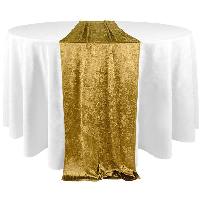 XL Premium Crushed Velvet Table Runner, 20 x 120 Inch-Set of 1-Koyal Wholesale-Gold-