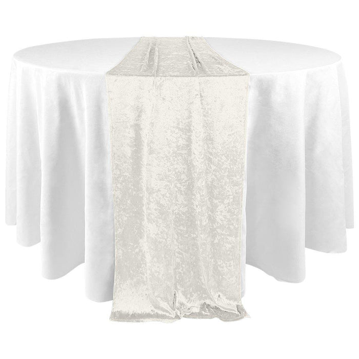 XL Premium Crushed Velvet Table Runner, 20 x 120 Inch-Set of 1-Koyal Wholesale-Ivory-