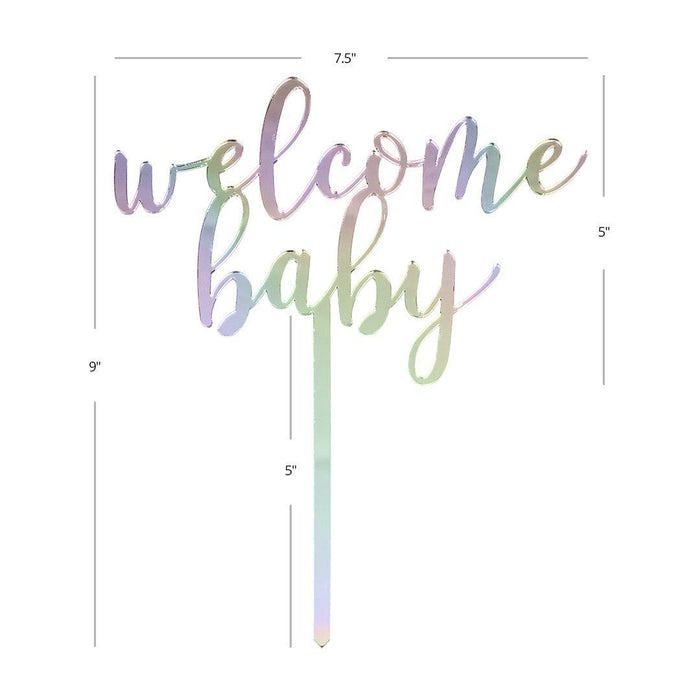 Welcome Baby Mirror Acrylic Cake Toppers-Set of 1-Andaz Press-Gold-