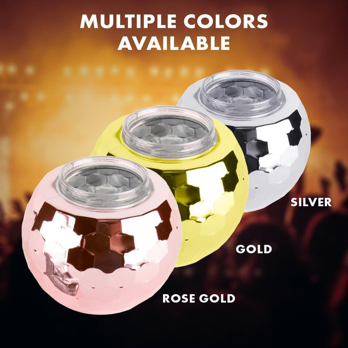 1970s Disco Ball Cup With Straw Bulk Pack-Andaz Press-Gold-Set of 32-