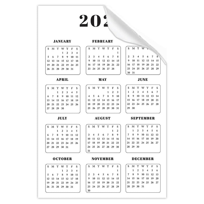 2025 Peel and Stick Refrigerator Calendar, Adhesive Wall Stickers for Full Year at a Glance-Set of 1-Andaz Press-12"x18" Marble-