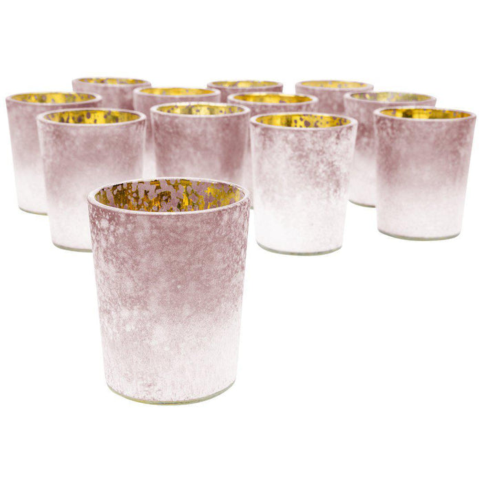 2.6" Tall Frosted Ombre Mercury Glass Votive Candle Holders-Set of 12-Koyal Wholesale-Burgundy-