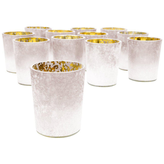 2.6" Tall Frosted Ombre Mercury Glass Votive Candle Holders-Set of 12-Koyal Wholesale-Mauve-