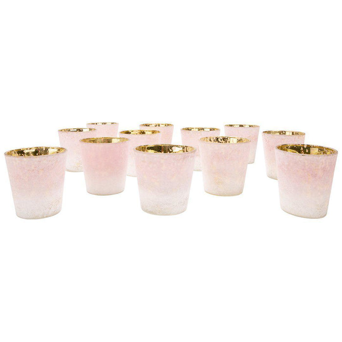 3" Frosted Ombre Mercury Glass Votive Candle Holders, Set of 12-Set of 12-Koyal Wholesale-Pink-