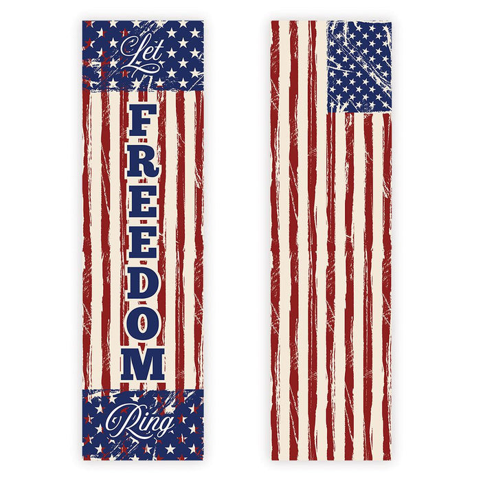4th of July Decorations: Indoor & Outdoor Patriotic Banners, Set of 2-Set of 2-Andaz Press-Home of the Free Because of the Brave-