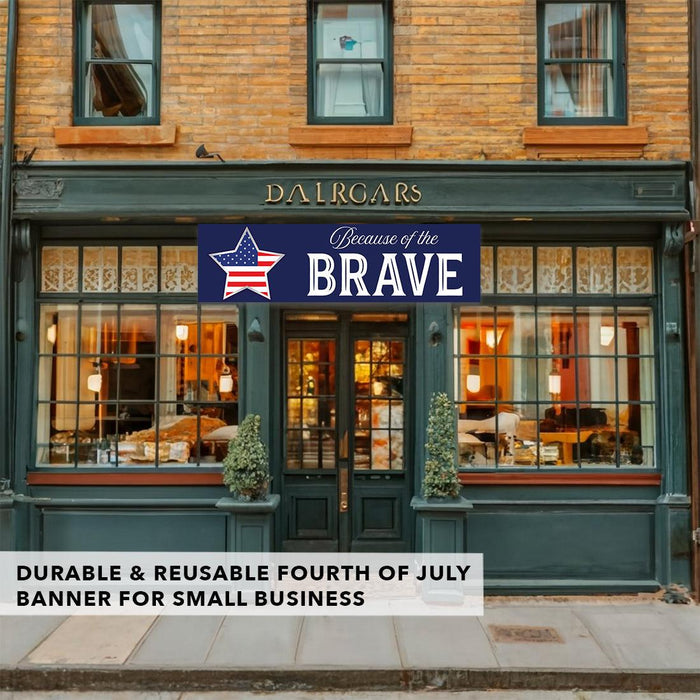 4th of July Decorations: Indoor & Outdoor Patriotic Banners, Set of 2-Set of 2-Andaz Press-Home of the Free Because of the Brave-