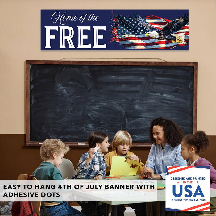 4th of July Decorations: Indoor & Outdoor Patriotic Banners, Set of 2-Set of 2-Andaz Press-Home of the Free Because of the Brave-