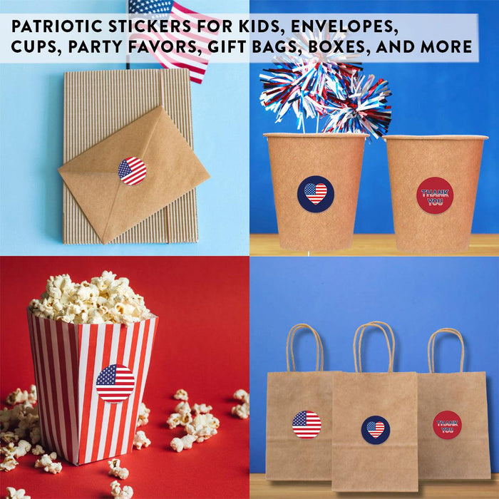 4th of July Stickers: Patriotic Chocolate Drop Labels & Party Favors, Set of 240-Set of 240-Andaz Press-American Flag, USA, Thank You-