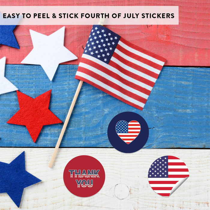 4th of July Stickers: Patriotic Chocolate Drop Labels & Party Favors, Set of 240-Set of 240-Andaz Press-American Flag, USA, Thank You-