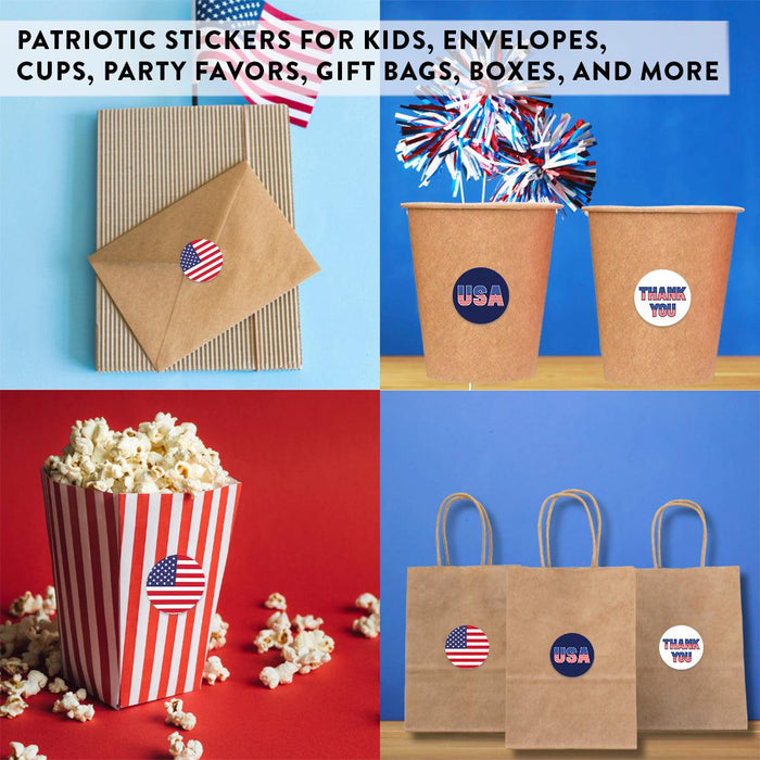 4th of July Stickers: Patriotic Chocolate Drop Labels & Party Favors, Set of 240-Set of 240-Andaz Press-American Flag, USA, Thank You-