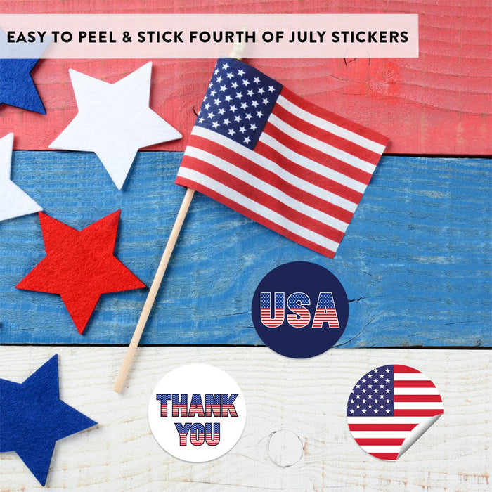 4th of July Stickers: Patriotic Chocolate Drop Labels & Party Favors, Set of 240-Set of 240-Andaz Press-American Flag, USA, Thank You-