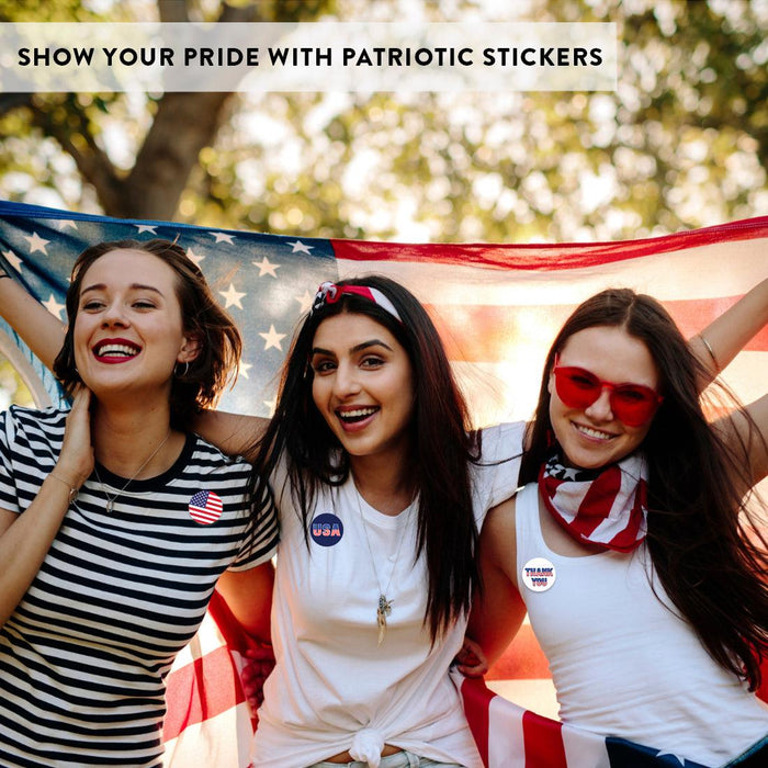 4th of July Stickers: Patriotic Chocolate Drop Labels & Party Favors, Set of 240-Set of 240-Andaz Press-American Flag, USA, Thank You-