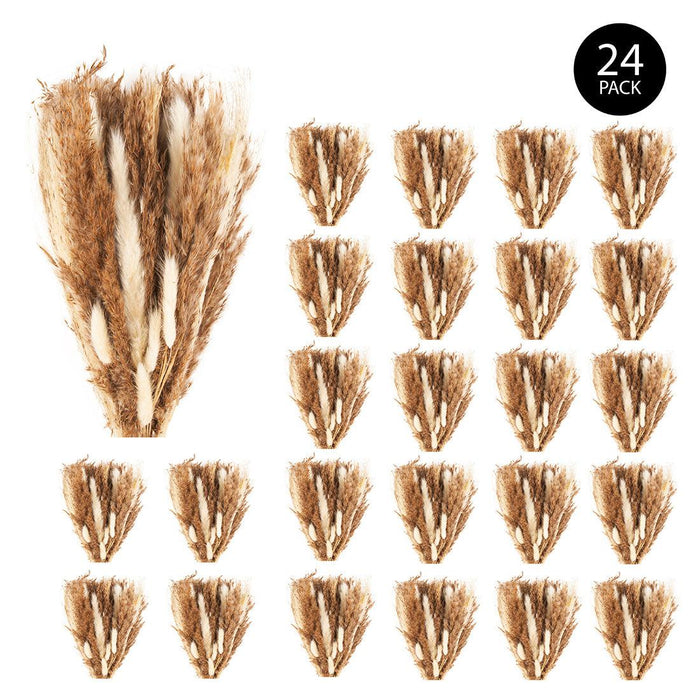 80 Pieces Bulk 18” Natural Dried Pampas Grass Bouquet-Koyal Wholesale-Natural-Set of 24-