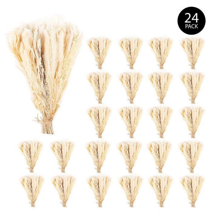 80 Pieces Bulk 18” Natural Dried Pampas Grass Bouquet-Koyal Wholesale-White-Set of 24-