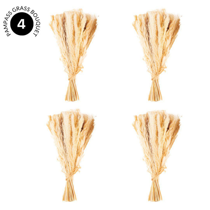 80 Pieces Bulk 18” Natural Dried Pampas Grass Bouquet-Koyal Wholesale-White-Set of 4-