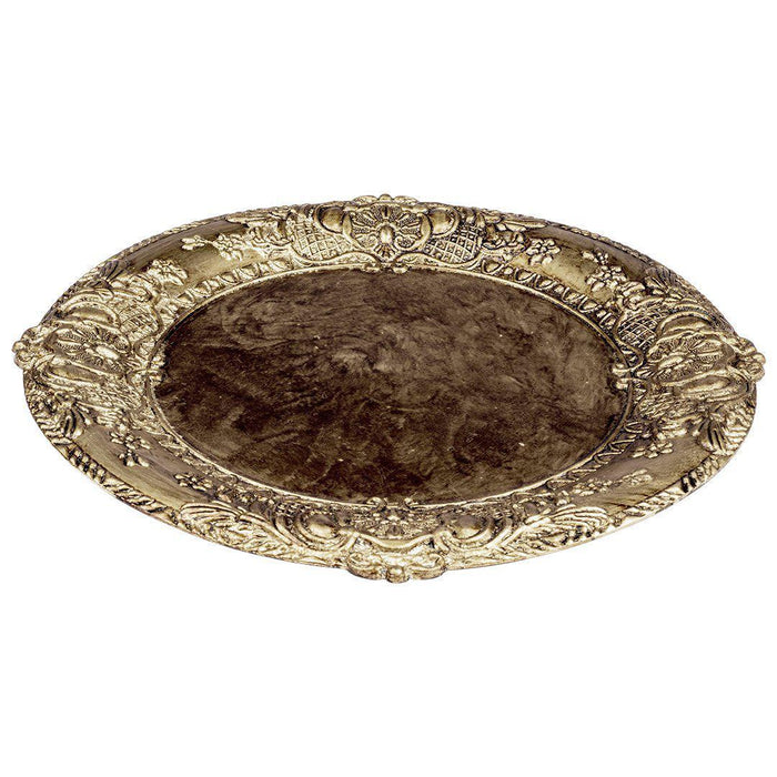 Acrylic Charger Plates Round Antique Embossed-Set of 12-Koyal Wholesale-Bronze-Set of 12-