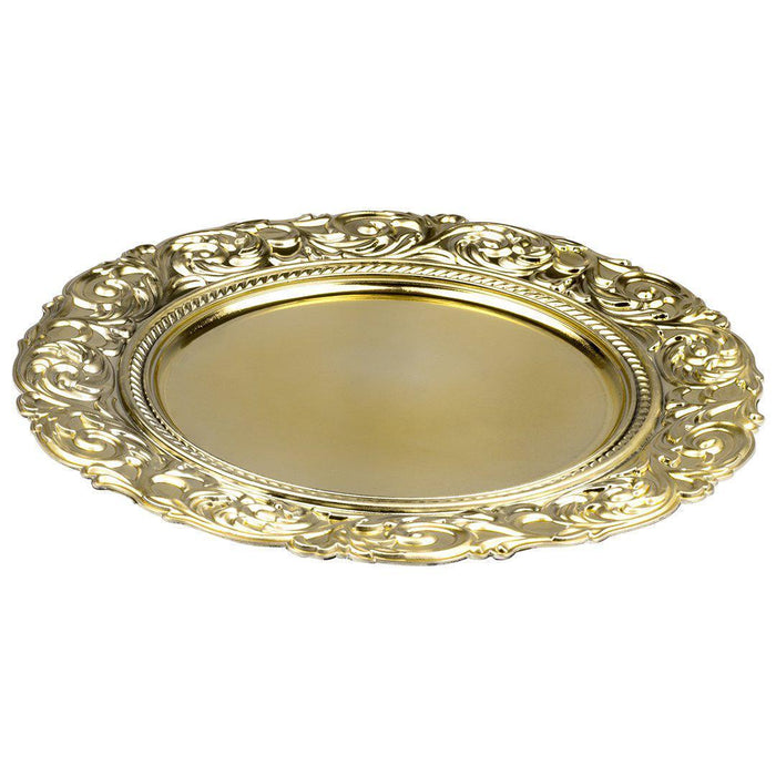 Acrylic Charger Plates Round Metallic Baroque Bulk Pack-Koyal Wholesale-Gold-Set of 1 (4 PC)-