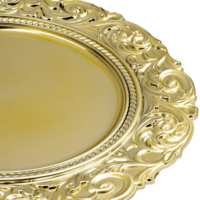 Acrylic Charger Plates Round Metallic Baroque-Set of 4-Koyal Wholesale-Gold-