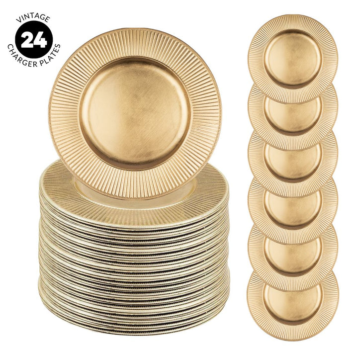 Acrylic Charger Plates Round Ribbed Bulk Pack-Koyal Wholesale-Gold-Set of 1 (4 PC)-