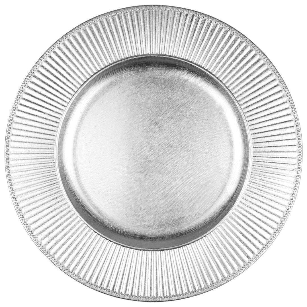Acrylic Charger Plates Round Ribbed, Set of 4