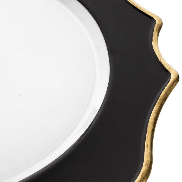 Acrylic Charger Plates Round with Gold Modern Scallop Edge-Koyal Wholesale-Black - Pack of 12-