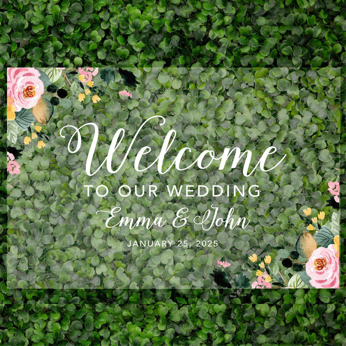Acrylic Custom Floral Wedding Signs, 16 x 24 Inches-Set of 1-Andaz Press-Floral Geometric Frame-