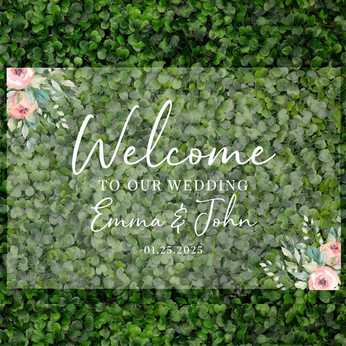 Acrylic Custom Floral Wedding Signs, 16 x 24 Inches-Set of 1-Andaz Press-Floral Geometric Frame-