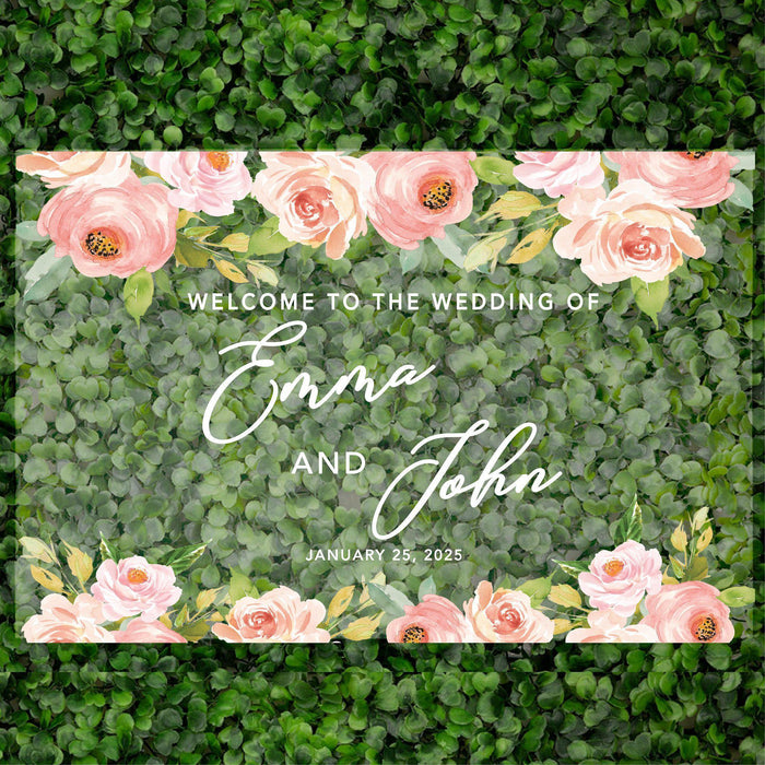 Acrylic Custom Floral Wedding Signs, 16 x 24 Inches-Set of 1-Andaz Press-Floral Geometric Frame-