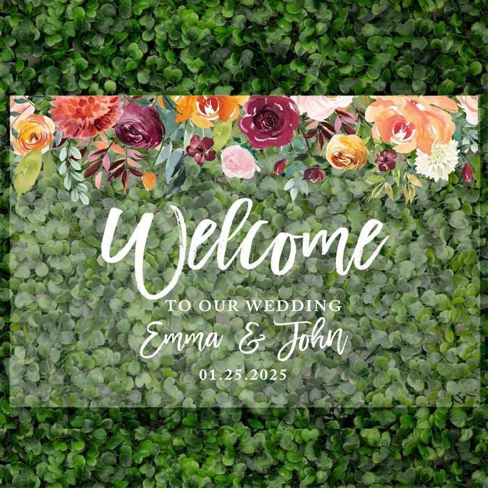 Acrylic Custom Floral Wedding Signs, 16 x 24 Inches-Set of 1-Andaz Press-Floral Geometric Frame-