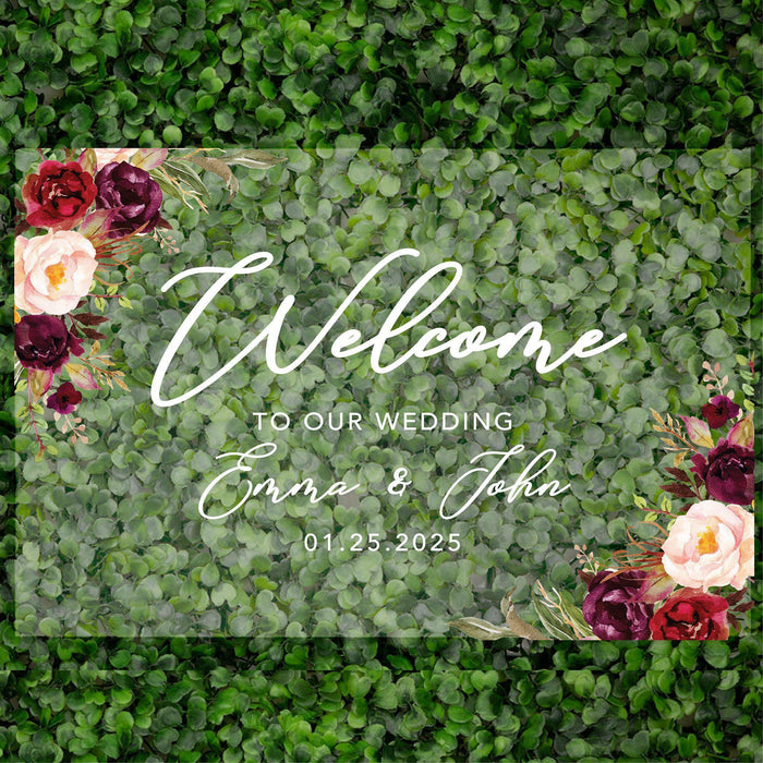 Acrylic Custom Floral Wedding Signs, 16 x 24 Inches-Set of 1-Andaz Press-Floral Geometric Frame-