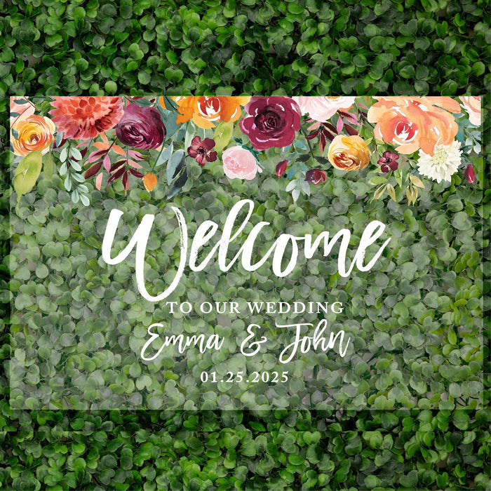 Acrylic Custom Floral Wedding Signs, 16 x 24 Inches-Set of 1-Andaz Press-Fall Florals-