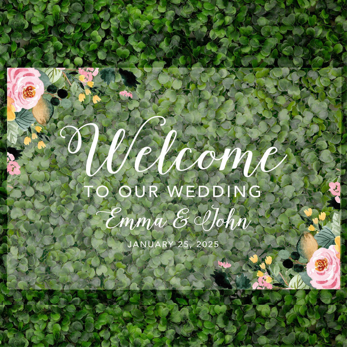Acrylic Custom Floral Wedding Signs, 16 x 24 Inches-Set of 1-Andaz Press-Spring & Summer Florals-