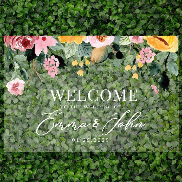 Acrylic Custom Floral Wedding Signs, 16 x 24 Inches-Set of 1-Andaz Press-Top Spring & Summer Florals-
