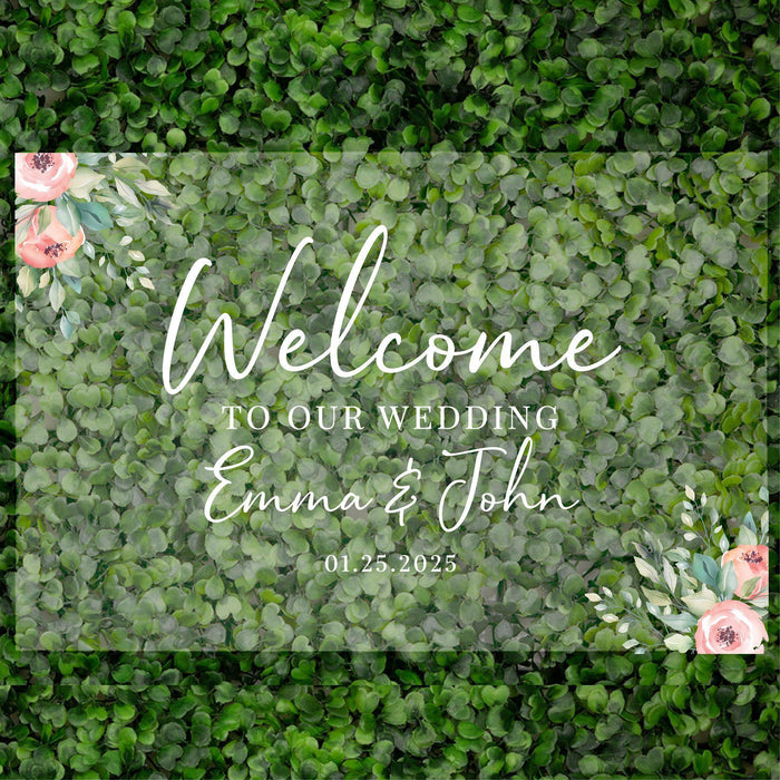 Acrylic Custom Floral Wedding Signs, 16 x 24 Inches-Set of 1-Andaz Press-Watercolor Peonies Greenery-