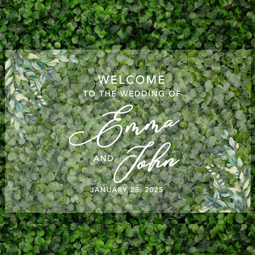 Acrylic Custom Greenery Wedding Signs, 16 x 24 Inches-Set of 1-Andaz Press-Greenery Leaves-