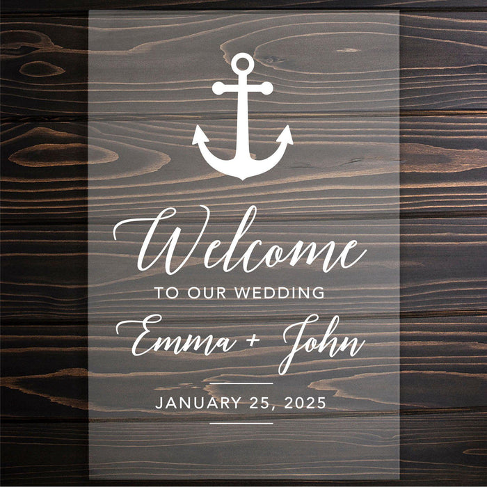 Acrylic Custom Nautical Wedding Signs, 16 x 24 Inches-Set of 1-Andaz Press-Nautical Floral Anchor-