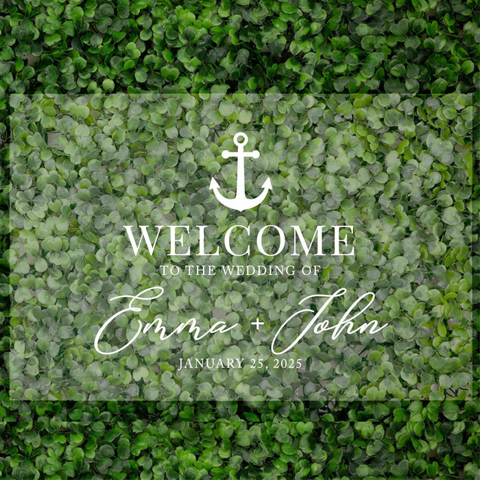 Acrylic Custom Nautical Wedding Signs, 16 x 24 Inches-Set of 1-Andaz Press-Nautical Floral Anchor-