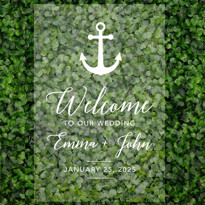 Acrylic Custom Nautical Wedding Signs, 16 x 24 Inches-Set of 1-Andaz Press-Nautical Floral Anchor-
