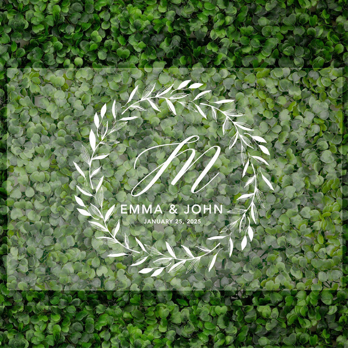 Acrylic Custom Rustic Fall Wedding Signs, 16 x 24 Inches-Set of 1-Andaz Press-Monogram Script Wreath-