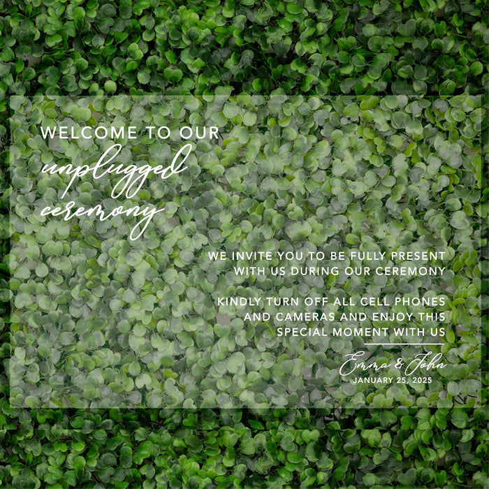 Acrylic Custom Unplugged Wedding Signs, 16 x 24 Inches-Set of 1-Andaz Press-Personalized Enjoy This Moment With Us-