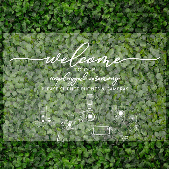 Acrylic Custom Unplugged Wedding Signs, 16 x 24 Inches-Set of 1-Andaz Press-Personalized Enjoy This Moment With Us-