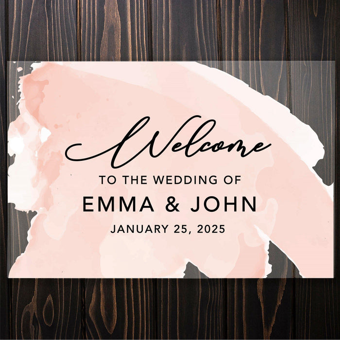 Acrylic Custom Watercolor Wedding Signs, 16 x 24 Inches-Set of 1-Andaz Press-Watercolor Brush Stroke Monogram-