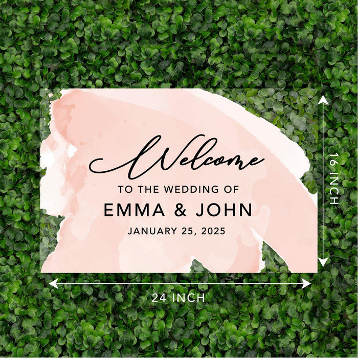 Acrylic Custom Watercolor Wedding Signs, 16 x 24 Inches-Set of 1-Andaz Press-Watercolor Brush Stroke Monogram-